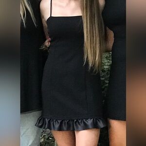 Black Ruffle Hem Cocktail Dress